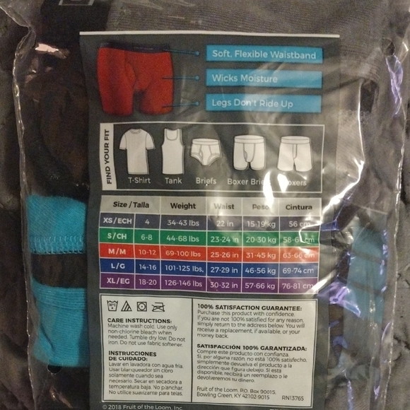 Fruit of the Loom Boys Gray, Black, And Turquoise Boxer Briefs Comfortable Fit​​ - Picture 2 of 2